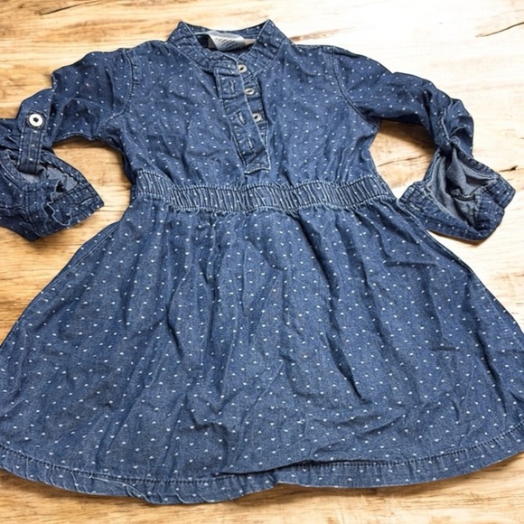 Wonderkids Blue Casual Dress with Cuffed 3/4 Sleeves and Mandarin Collar - Picture 1 of 5
